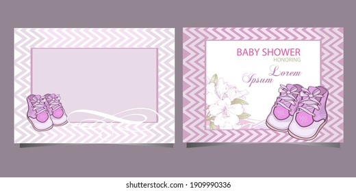 Postcard Baby shower card with 
children's slippers