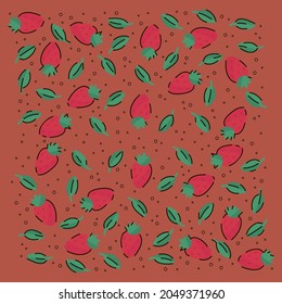 Postcard background with berries and tea leaves. Green mint-herbal natural decoction with strawberries. Tea time. The texture of a tea-flavored drink for summer days with fruit. Have a nice tea