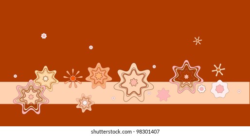 postcard background with flowers and stars