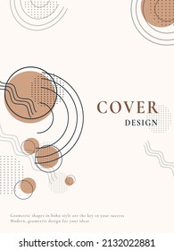 postcard, background, postcard made of geometric shapes. drawing, hand-drawn circle, line, dot organic object. isolated banner. minimalism, boho art style. for paper, print, postcard, holiday idea