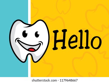 postcard background vector template for  greetings, greetings and dental health reminder tooth, brush, flosh smile