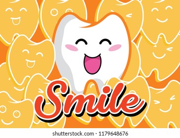 postcard background vector template for  greetings, greetings and dental health reminder tooth, brush, flosh smile