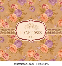 Postcard or background with vintage roses