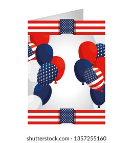 postcard with balloons helium USA flag
