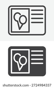 Postcard with balloons icon set in different style. Line, outline and solid vector icon with editable stroke. Greeting sign and symbol for message icon.