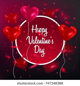 Postcard with balloons in the shape of heart, holiday valentine's day card, vector eps 10