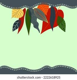 Postcard, banner with autumn leaves, space for text