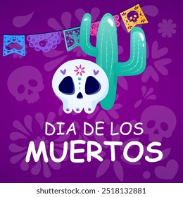 Cartão-postal, banner para o Dia dos Mortos los muertos. Sugar caveira, parabéns, post.