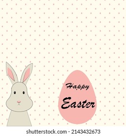 Postcard banner. Happy Easter. Egg and rabbit.