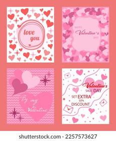 Postcard, banner, Valentine's day. Congratulation. Declaration of love. Sale.