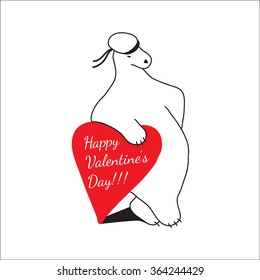 Postcard - bear congratulates with Valentine's Day