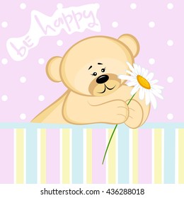 Postcard with bear and flower