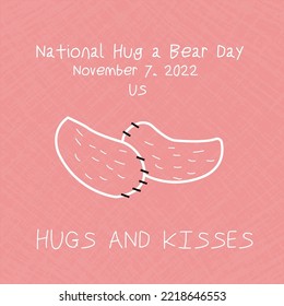 Postcard of bear`s paw for National Hug a Bear Day in the USA, November 7
