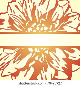 postcard with beautiful flower on orange background. Vector illustration