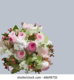 postcard with beautiful flowers. Vector illustration