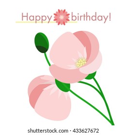 postcard with beautiful pink vector flowers