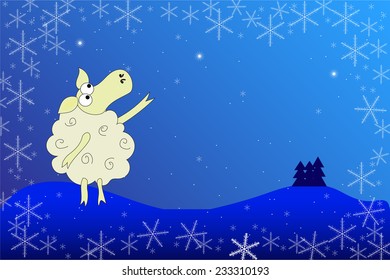 Postcard with beige sheep