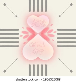 Postcard for the beloved Two hearts
