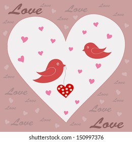 Postcard Birds in love