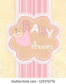 postcard in the birth of a child, vector illustration