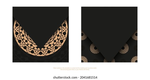 Postcard in black with brown luxury pattern