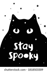 Postcard with black cat and text