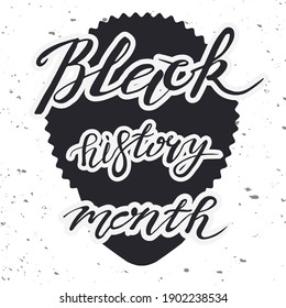 Postcard Black history month lettering, silhouettes on the background of the sun, texture, printing on posters, decoration