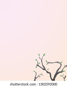Postcard blooming dry tree. Dry tree comes back to life