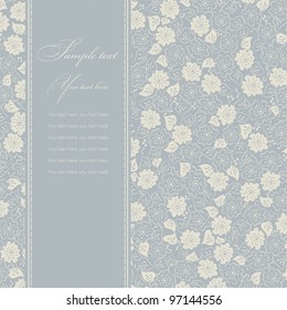 Postcard with blue and beige flowers