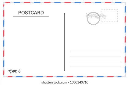 Postcard border template. Creative vector illustration of postcard