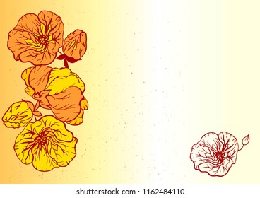 postcard with bright autumn flowers