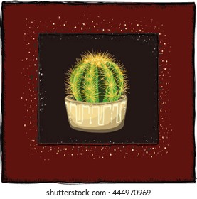 Postcard cactus hand drawn