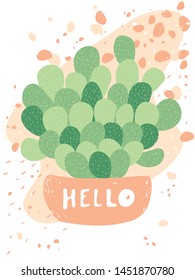 Postcard with cactus and HELLO text
