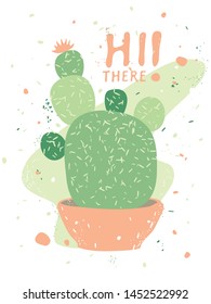 Postcard with cactus in pot