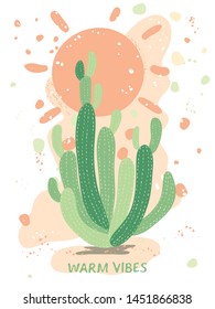 Postcard with cactus and sun