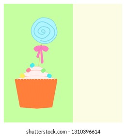 Postcard with cake and candy