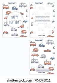 Postcard with car cartoon pattern