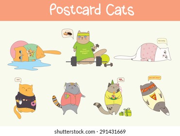 Postcard Cats Set