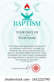 Postcard Christian baptism. Invitation, congratulation, certificate.