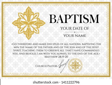 Postcard Christian baptism. Invitation, congratulation, certificate.