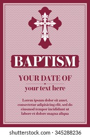 Postcard Christian baptism. Invitation, congratulation, certificate.