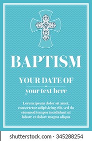 Postcard Christian baptism. Invitation, congratulation, certificate.