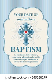 Postcard Christian baptism. Invitation, congratulation, certificate.