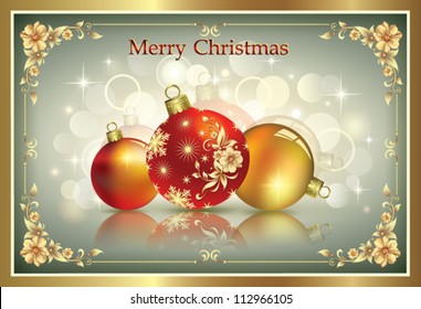 postcard with christmas balls