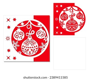 Postcard with Christmas balls.Cut file