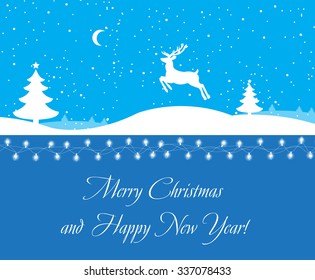 postcard with Christmas and New Year
