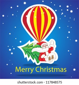 postcard christmas santa on air ball vector