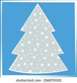 A postcard with a Christmas tree on the background
