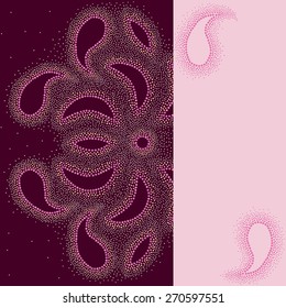 Postcard with circles and dots on a lilac background