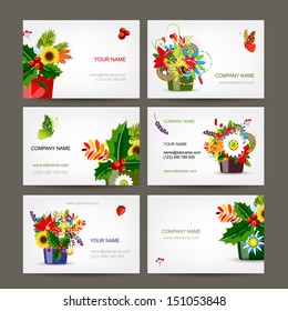 Postcard collection with floral pots for your design